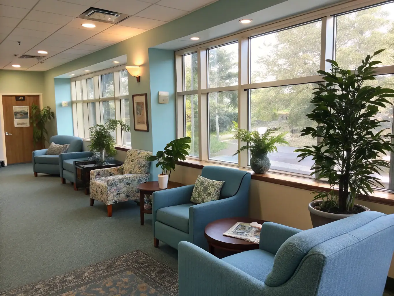 A clean and modern waiting area at Jeez Medical Laboratory Center, with comfortable seating and a welcoming atmosphere, emphasizing the center's focus on exceptional customer care.